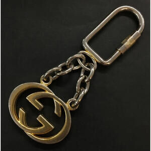 Vintage Gold Tone Gucci Interlocking G Keychain / Ring / Bag Charm